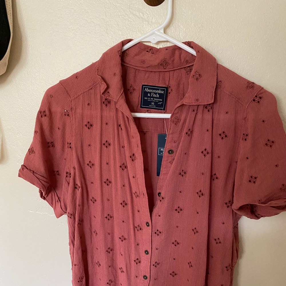 Button up rusty pink top